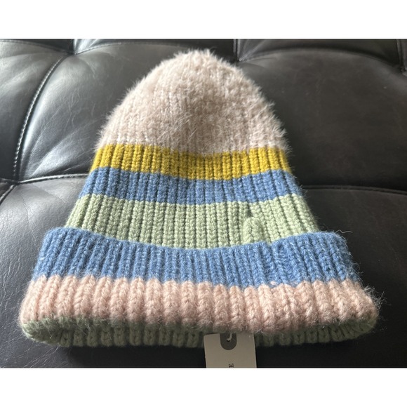 Anthropologie Women‎ Mattie Striped Beanie Winter Hat Scully One Size Fuzzy Top main image 4